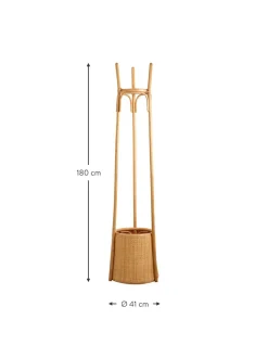 Appendiabiti In Rattan Con Cesto Portaoggetti Sio