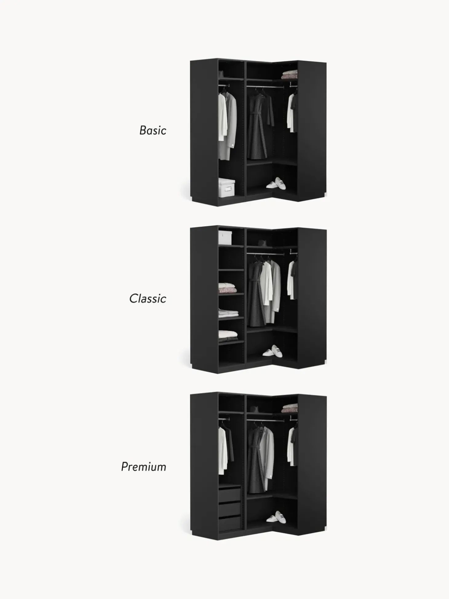 Armadio Angolare Componibile Leon, Larg. 115 Cm, Diverse Varianti