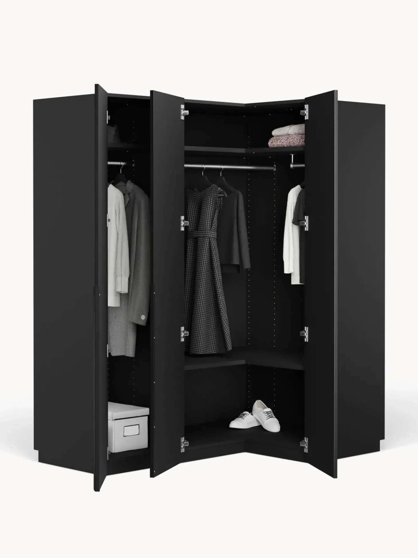 Armadio Angolare Componibile Leon, Larg. 165 Cm, Diverse Varianti