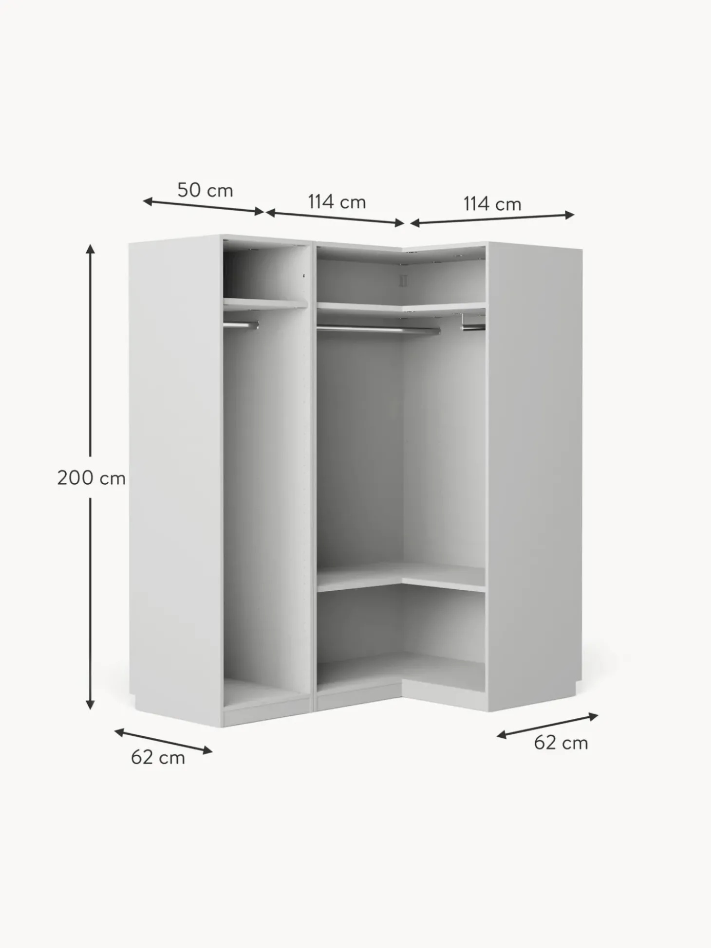 Armadio Angolare Componibile Simone, Larg. 165 Cm, Diverse Varianti