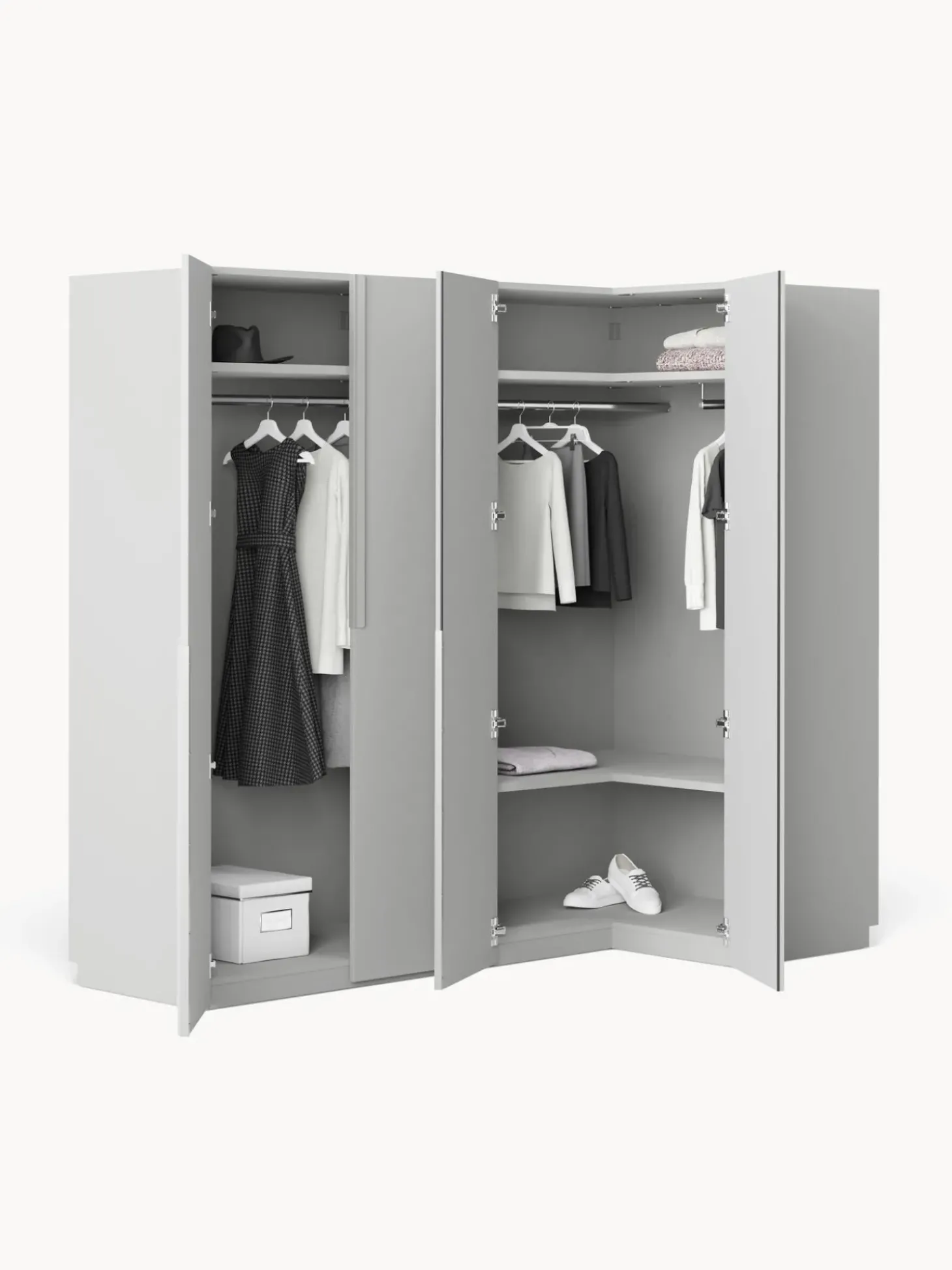 Armadio Angolare Componibile Leon, Larg. 215 Cm, Diverse Varianti