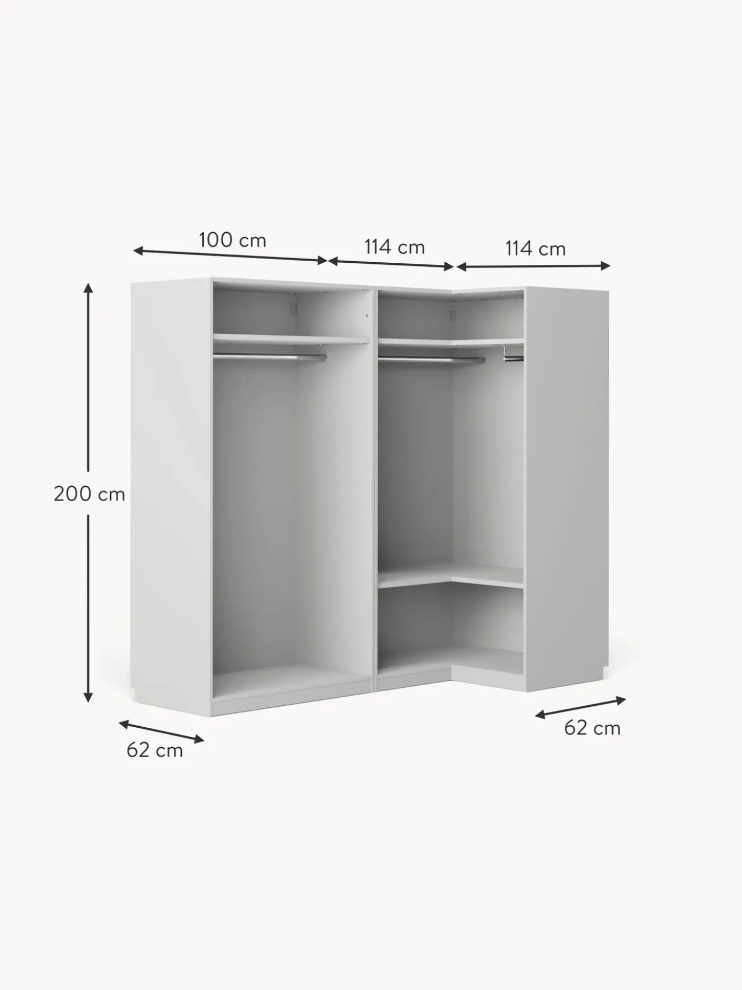 Armadio Angolare Componibile Leon, Larg. 215 Cm, Diverse Varianti