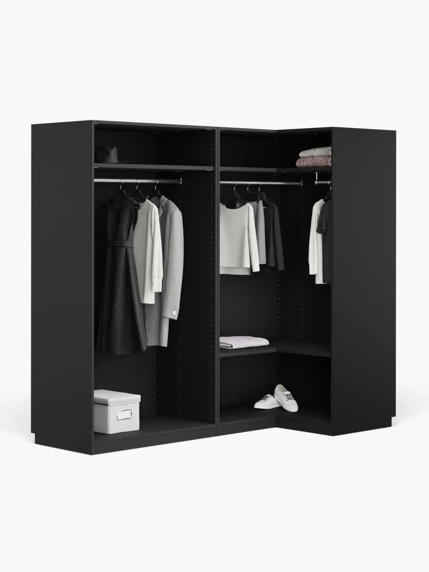 Armadio Angolare Componibile Simone, Larg. 215 Cm, Diverse Varianti