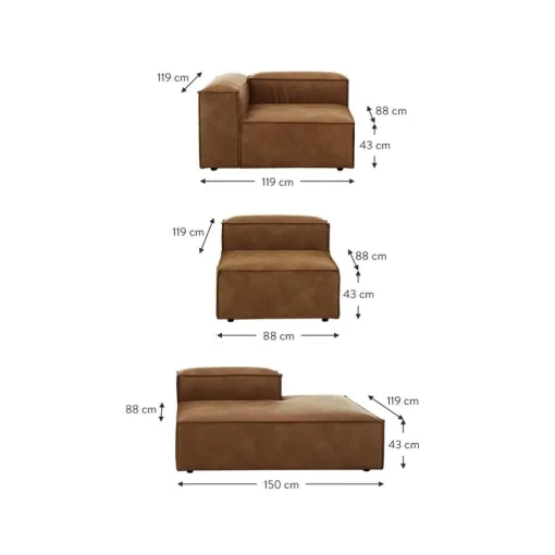 Chaise Longue Xl Componibile In Pelle Riciclata Lennon*Westwing Collection Sale