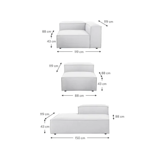 Chaise Longue Xl Componibile Lennon*Westwing Collection Clearance