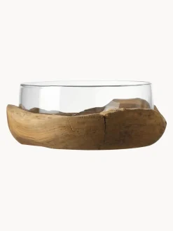Ciotola Decorativa Fatta A Mano Con Base In Teak Terra, O28 Cm