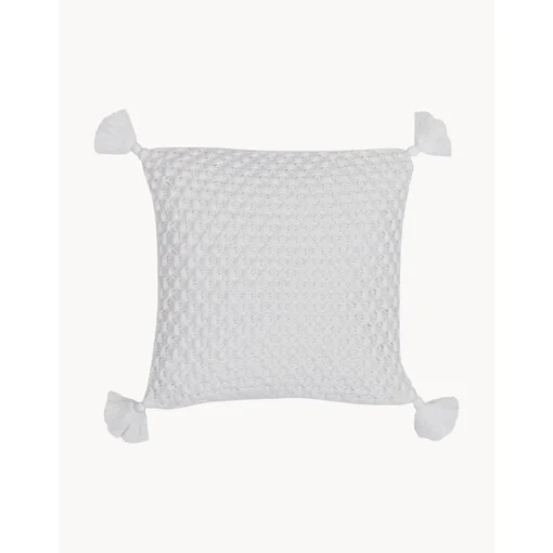Copricuscino A Maglia Bianca Con Nappe Astrid*Westwing Collection Fashion