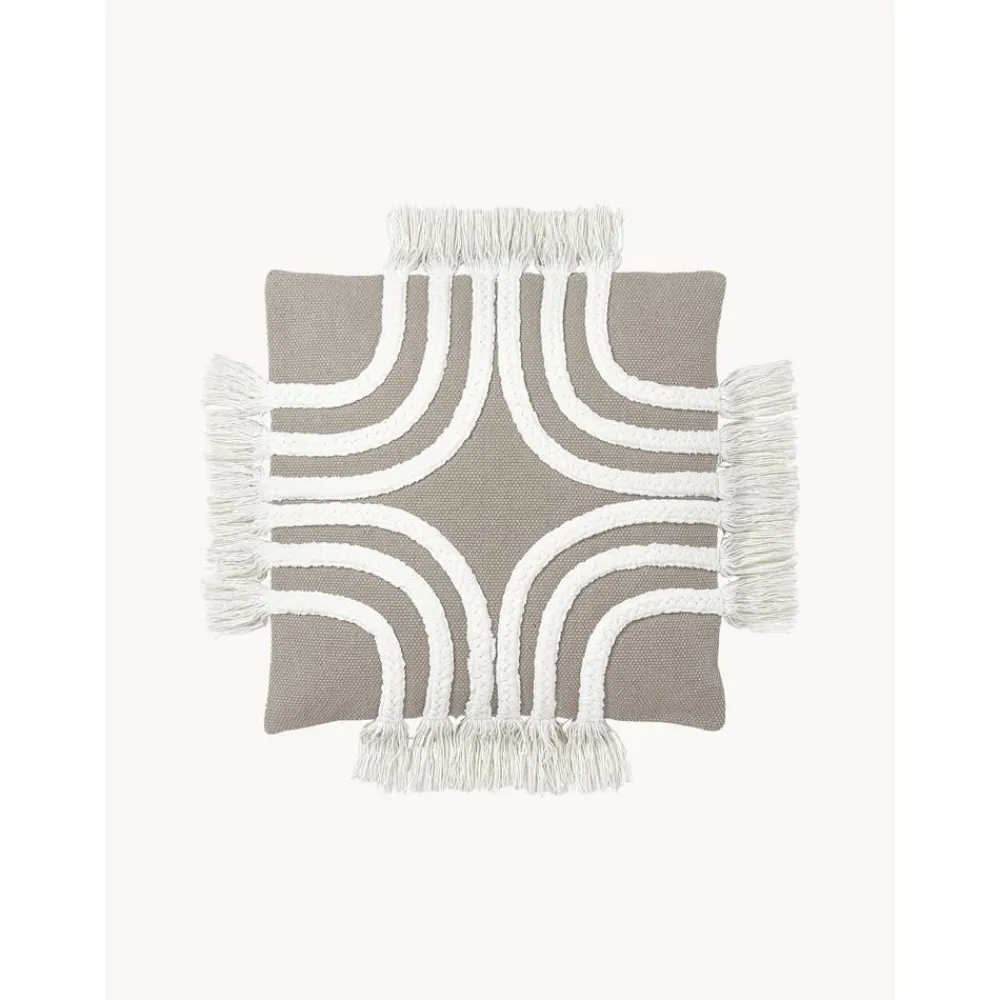 Copricuscino Con Dettagli Trapuntati E Frange Ivor*Westwing Collection Outlet