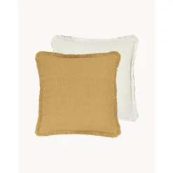 Copricuscino Reversibile Color Giallo Con Frange Decorative Loran*Westwing Collection Online