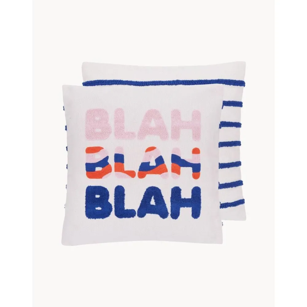 Copricuscino Reversibile Con Scritta Ricamata Blah Blah*Westwing Collection Best
