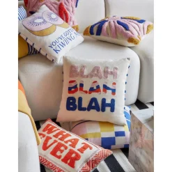 Copricuscino Reversibile Con Scritta Ricamata Blah Blah*Westwing Collection Best