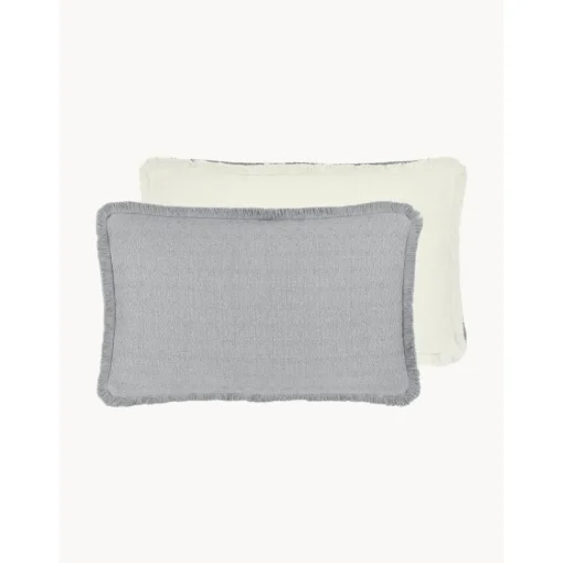 Copricuscino Reversibile Color Grigio Chiaro Con Frange Loran*Westwing Collection Sale
