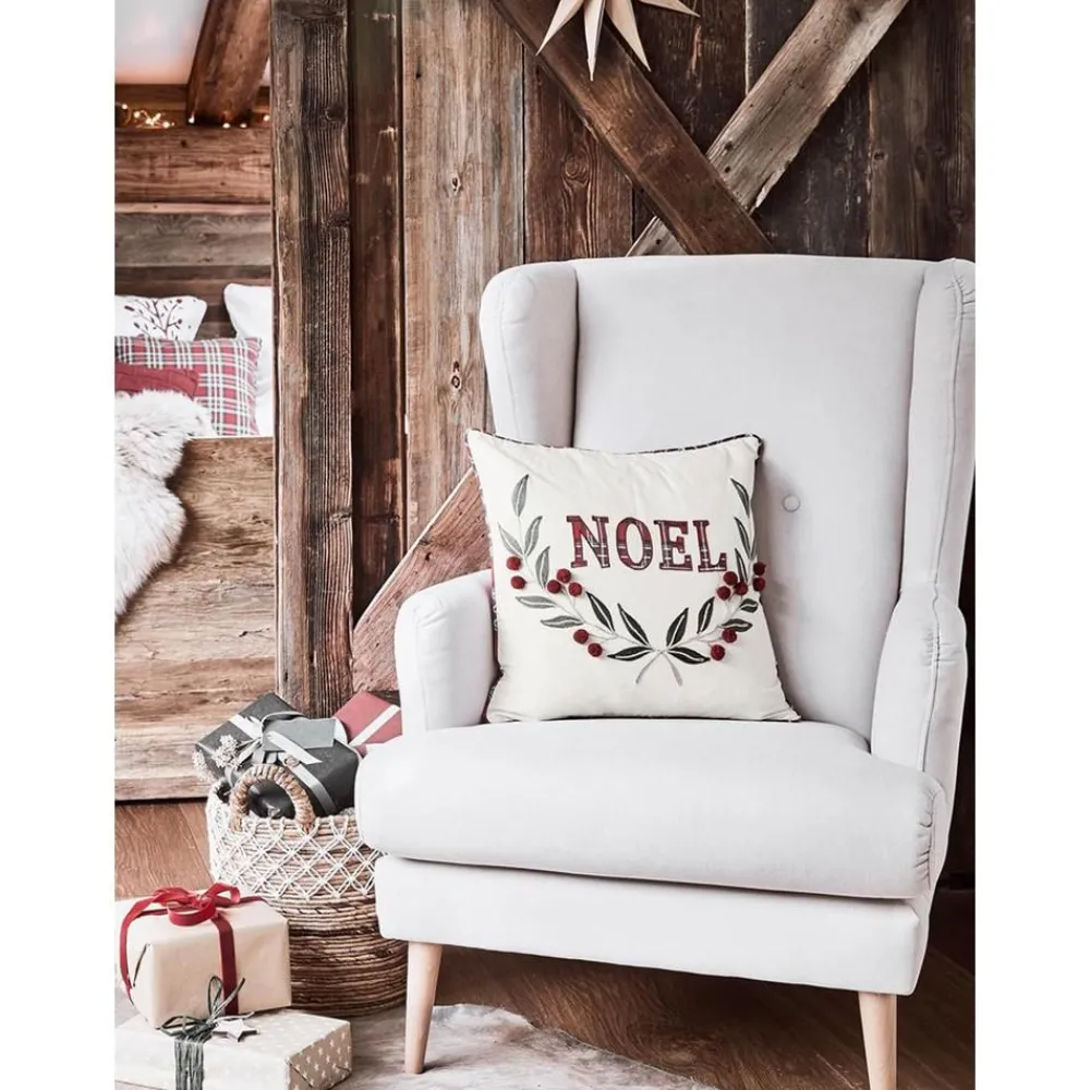 Copricuscino Ricamata Con Bordino E Scritta Noel*Westwing Collection Best