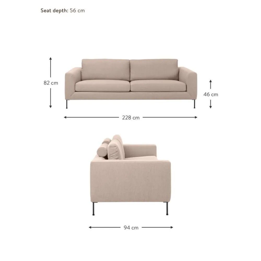 Divano 3 Posti Con Piedini In Metallo Cucita*Westwing Collection Sale