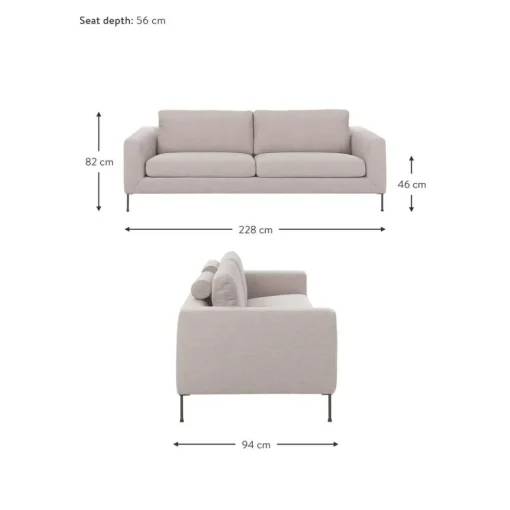Divano 3 Posti Con Piedini In Metallo Cucita*Westwing Collection New