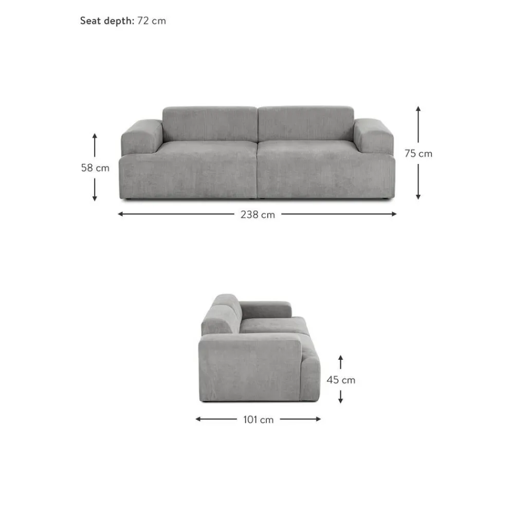 Divano 3 Posti In Velluto A Coste Melva*Westwing Collection Online