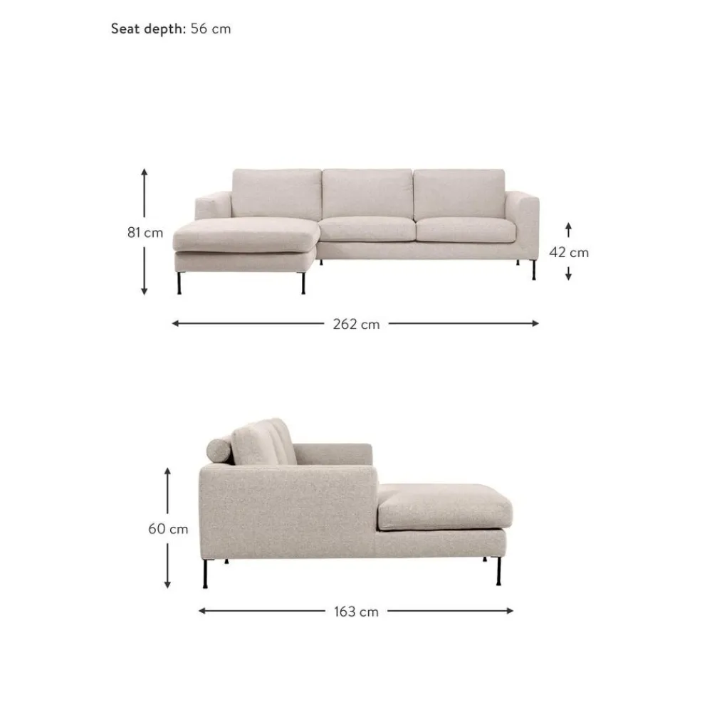 Divano Angolare 3 Posti Cucita*Westwing Collection Hot