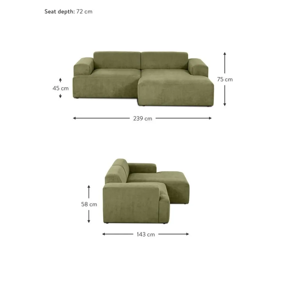 Divano Angolare 3 Posti In Velluto A Coste Melva*Westwing Collection Fashion