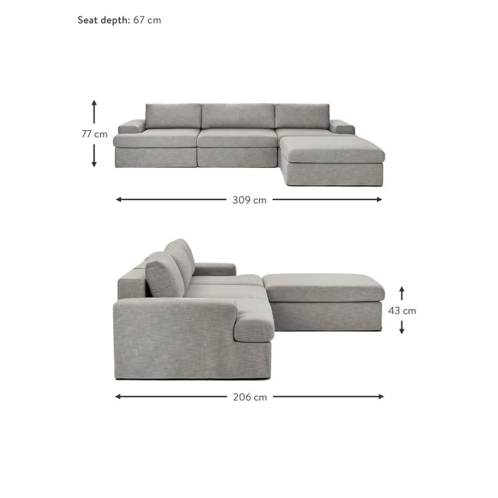 Divano Angolare Componibile 4 Posti Con Rivestimento Sfoderabile Russell*Westwing Collection Fashion
