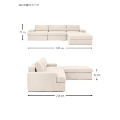 Divano Angolare Componibile 4 Posti Con Rivestimento Sfoderabile Russell*Westwing Collection Discount