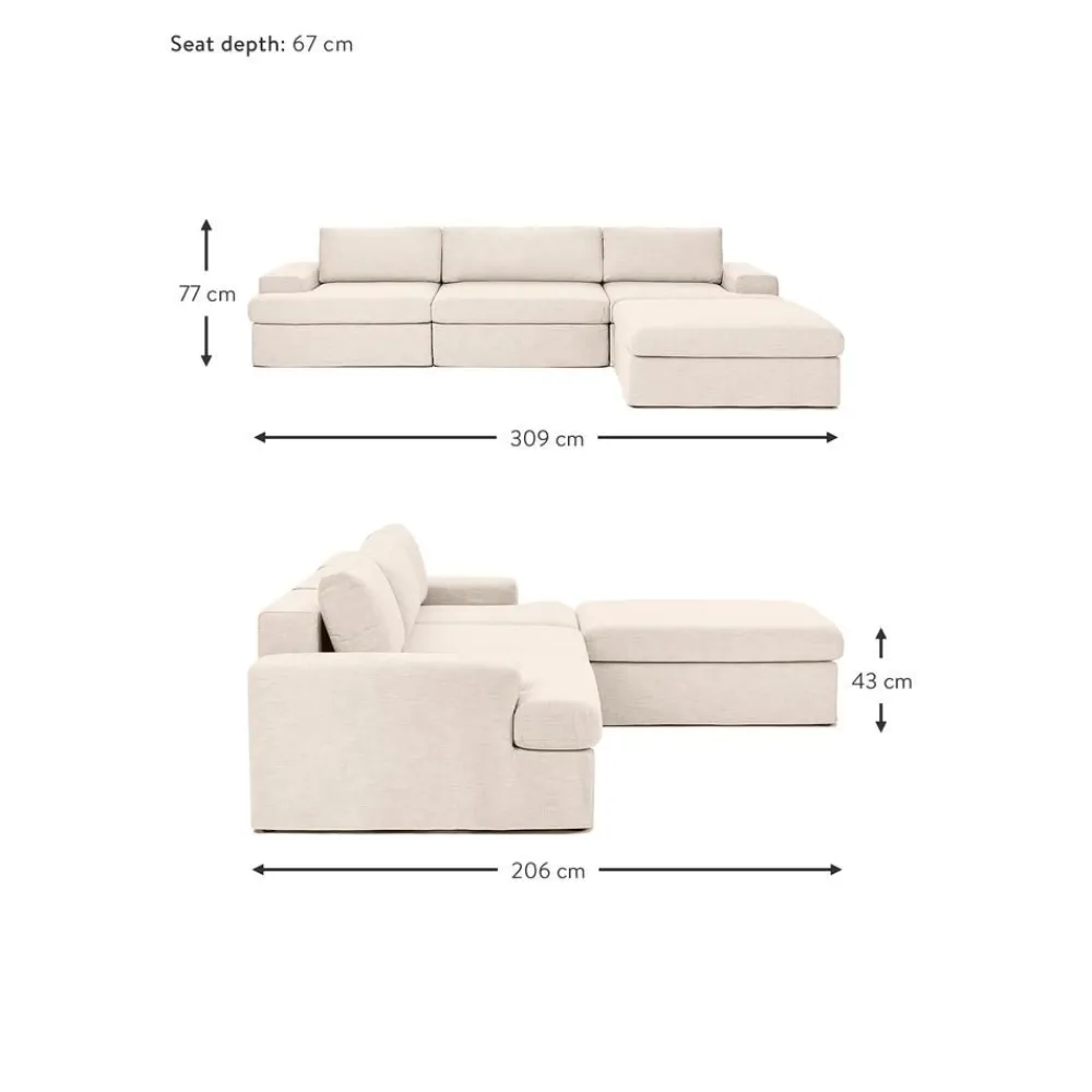 Divano Angolare Componibile 4 Posti Con Rivestimento Sfoderabile Russell*Westwing Collection Discount