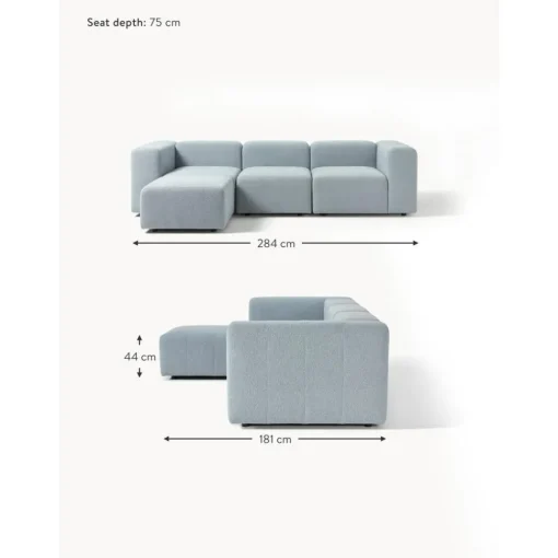 Divano Componibile 4 Posti In Boucle Con Poggiapiedi Lena*Westwing Collection New