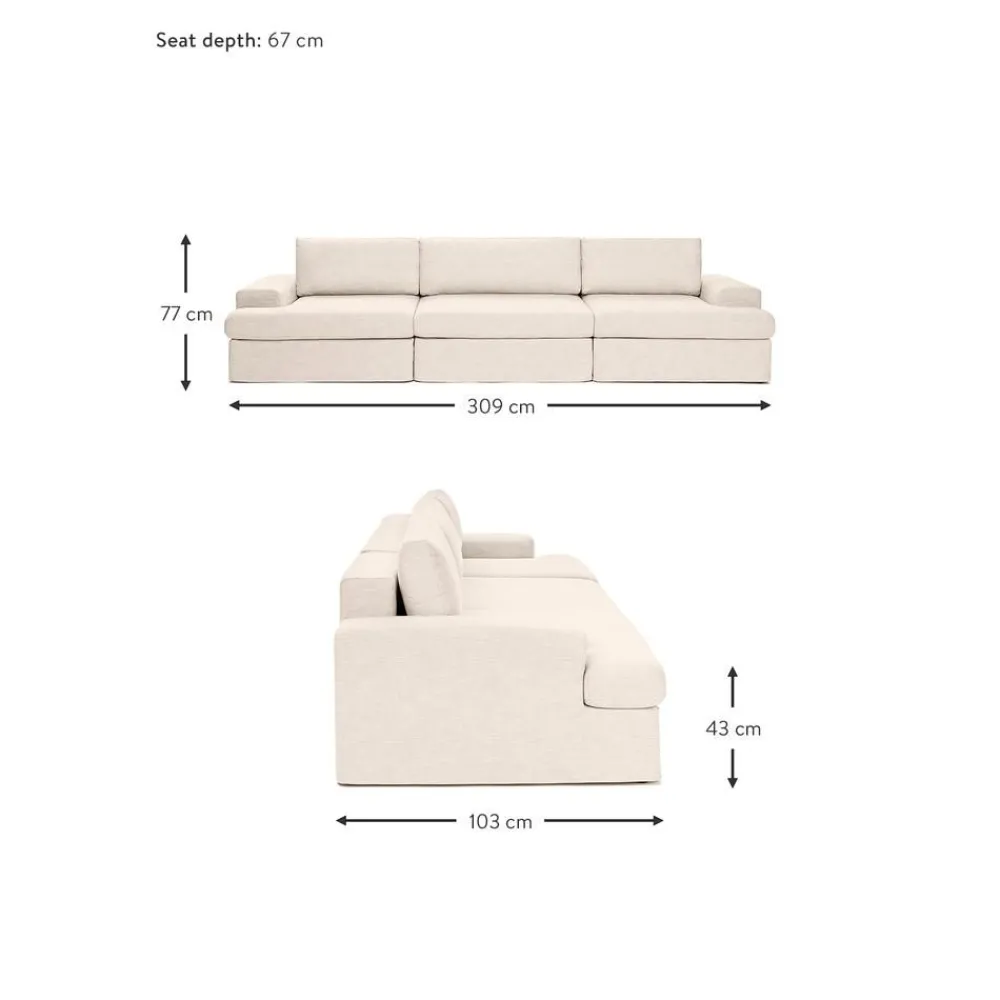 Divano Componibile 4 Posti Con Rivestimento Sfoderabile Russell*Westwing Collection New