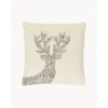Federa Arredo Beige Ricamata Con Ornamenti Natalizi Deer*Westwing Collection Discount