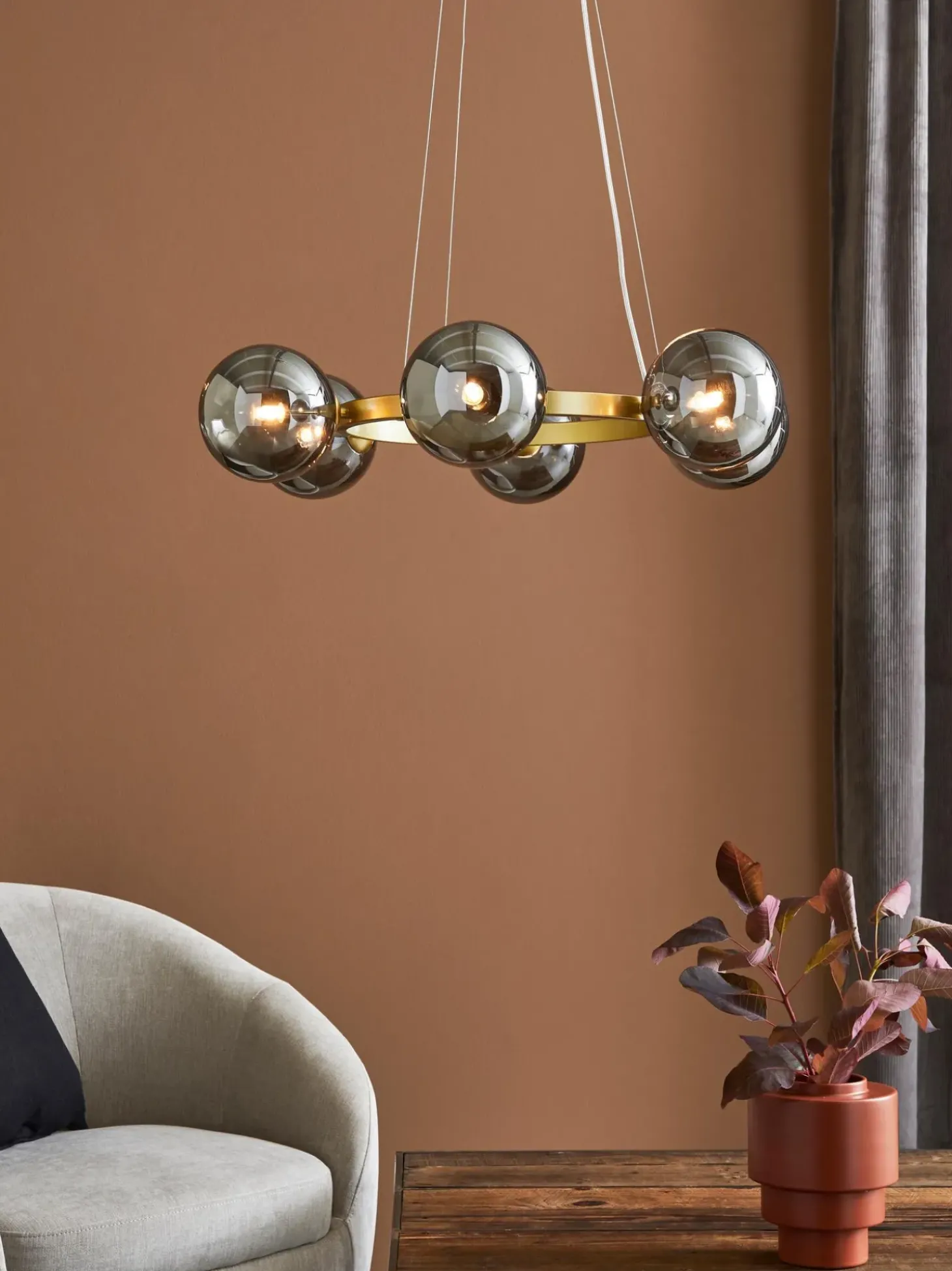 Lampada A Sospensione Grande In Vetro Specchiato Circle