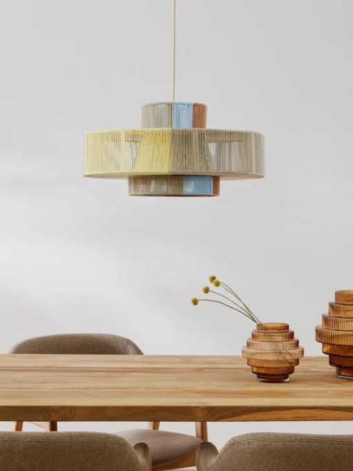 Lampada A Sospensione Grande In Fili Di Lino Lace