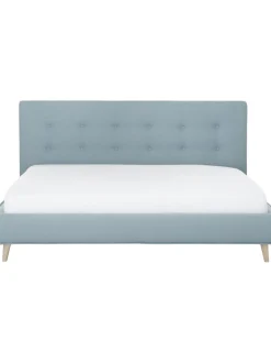 Letto Imbottito Con Piedini In Legno Moon