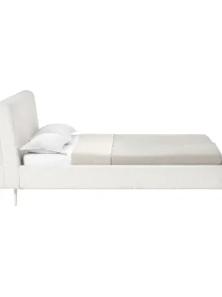 Letto Imbottito In Tessuto Teddy Bianco Layla