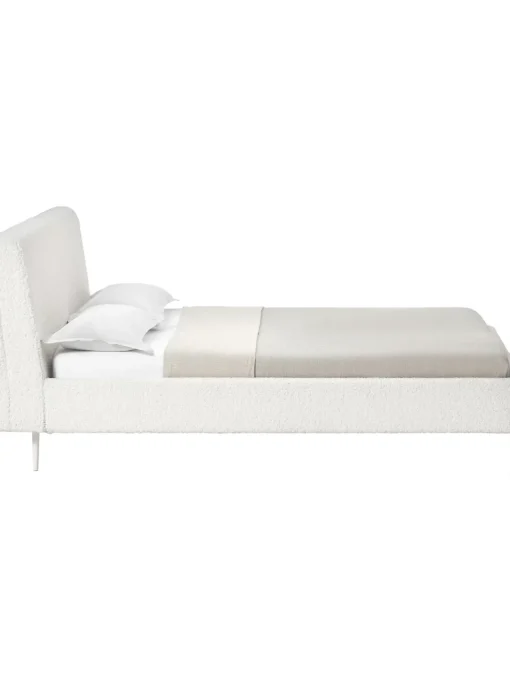 Letto Imbottito In Tessuto Teddy Bianco Layla