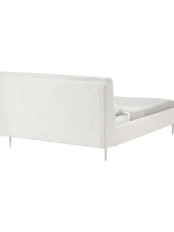 Letto Imbottito In Tessuto Teddy Bianco Layla