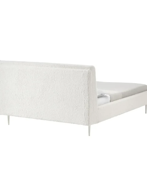 Letto Imbottito In Tessuto Teddy Bianco Layla