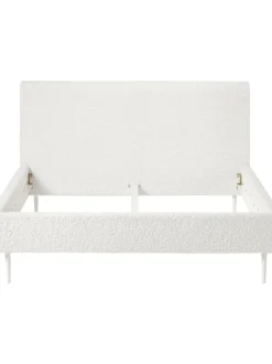 Letto Imbottito In Tessuto Teddy Bianco Layla