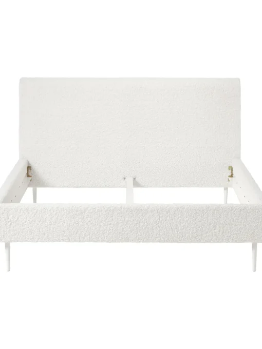 Letto Imbottito In Tessuto Teddy Bianco Layla