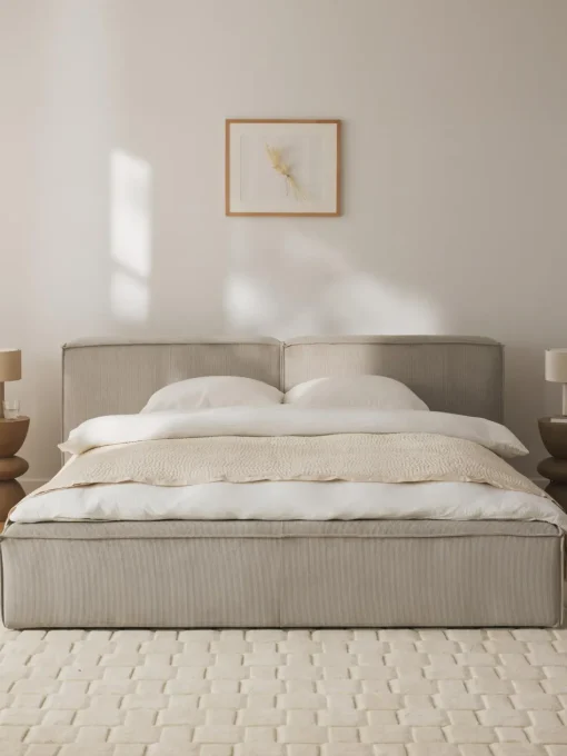Letto Imbottito In Velluto A Coste Con Contenitore Lennon