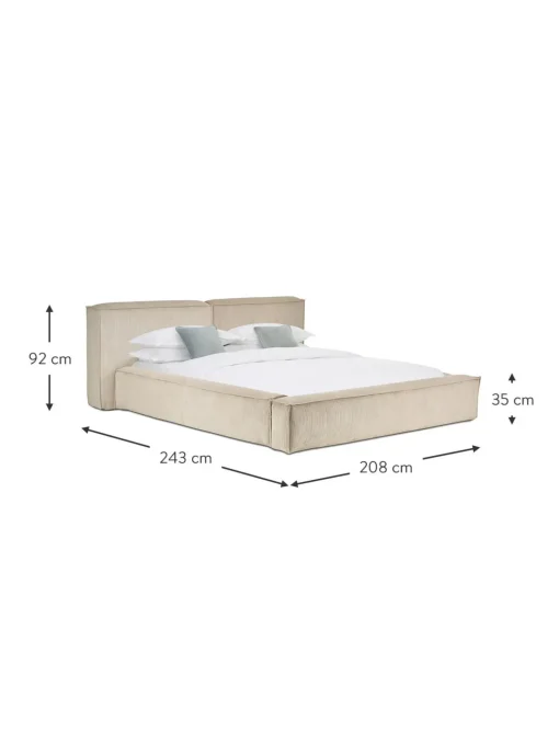 Letto Imbottito In Velluto A Coste Con Contenitore Lennon