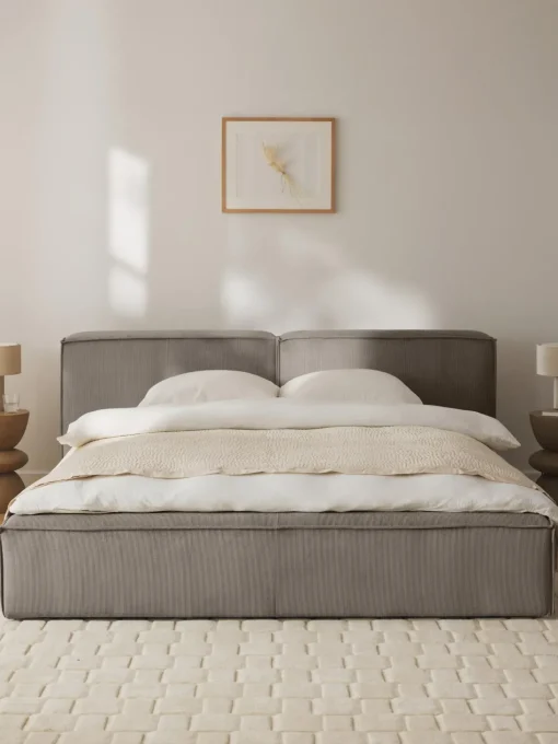 Letto Imbottito In Velluto A Coste Con Contenitore Lennon