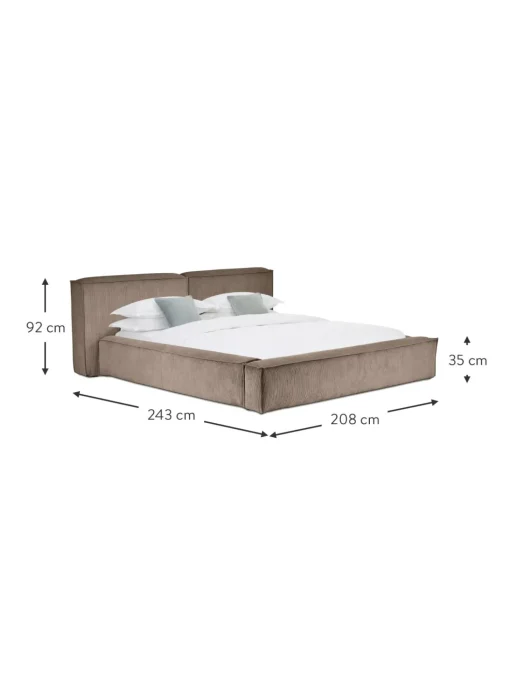 Letto Imbottito In Velluto A Coste Con Contenitore Lennon