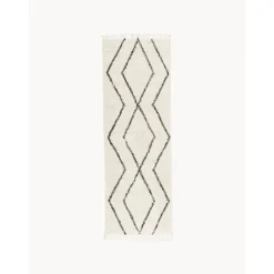 Passatoia In Cotone Taftata A Mano Con Motivo A Rombi E Frange Bina*Westwing Collection Sale