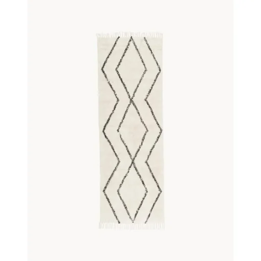 Passatoia In Cotone Taftata A Mano Con Motivo A Rombi E Frange Bina*Westwing Collection Sale