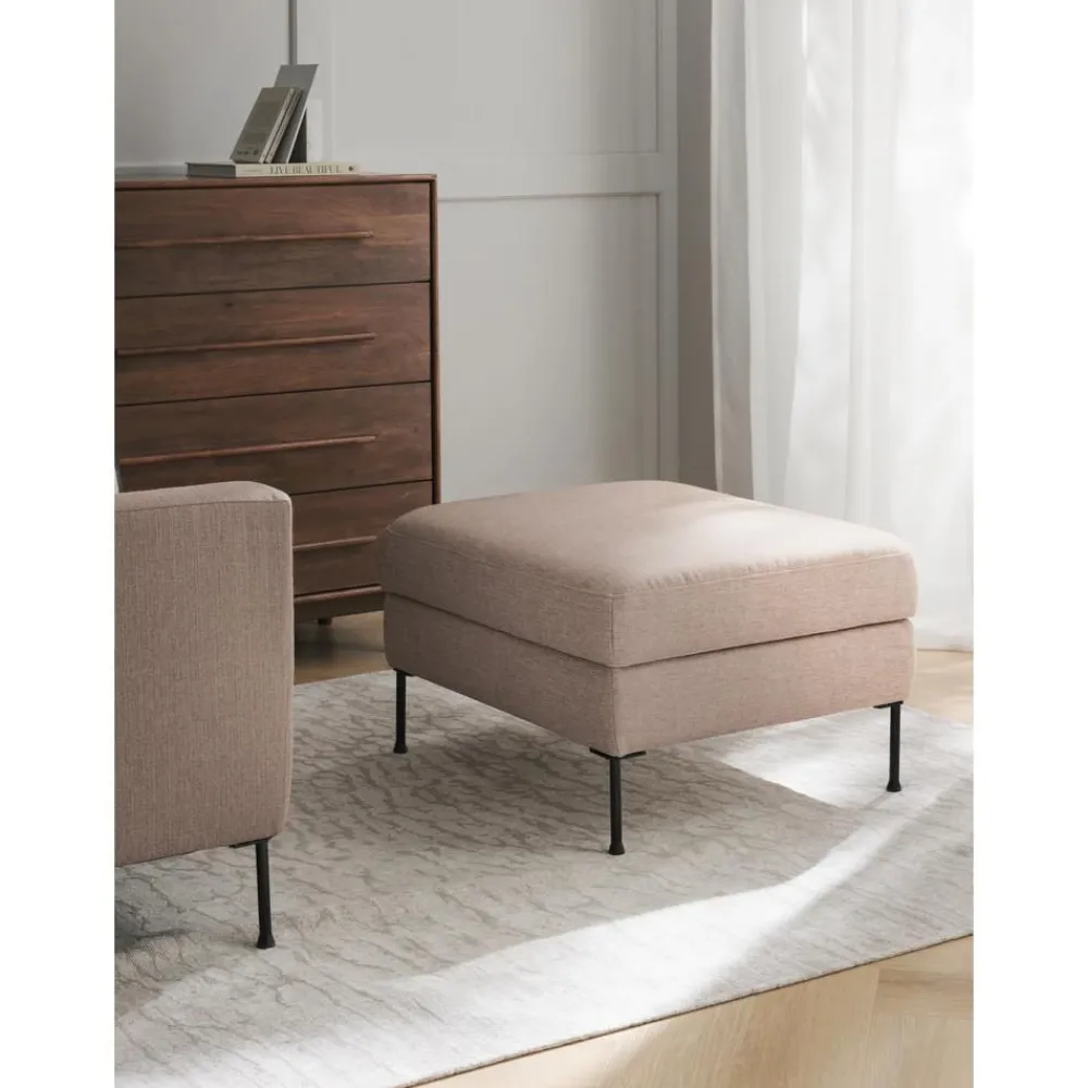 Poggiapiedi Contenitore Da Divano In Tessuto Taupe Cucita*Westwing Collection Discount