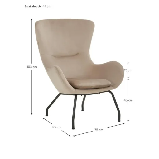 Poltrona Bergere In Velluto Con Gambe In Metallo Wing*Westwing Collection Discount