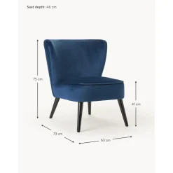 Poltrona Cocktail In Velluto Blu Robine*Westwing Collection New
