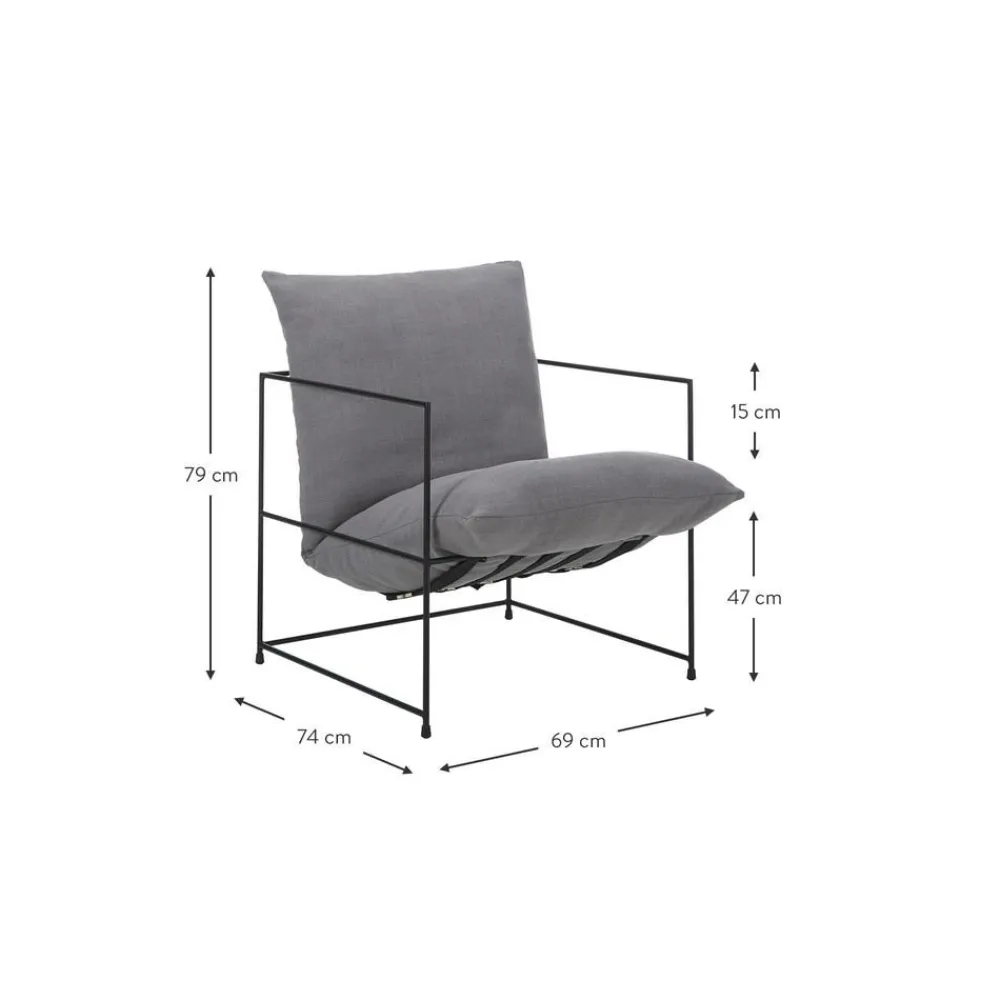 Poltrona Imbottita Con Struttura In Metallo Wayne*Westwing Collection Hot