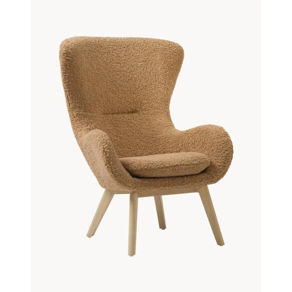 Poltrona In Teddy Con Gambe In Legno Wing*Westwing Collection Best