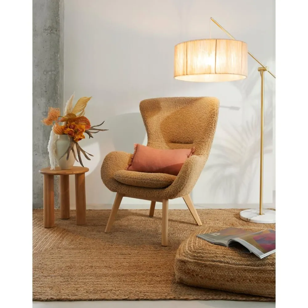 Poltrona In Teddy Con Gambe In Legno Wing*Westwing Collection Best