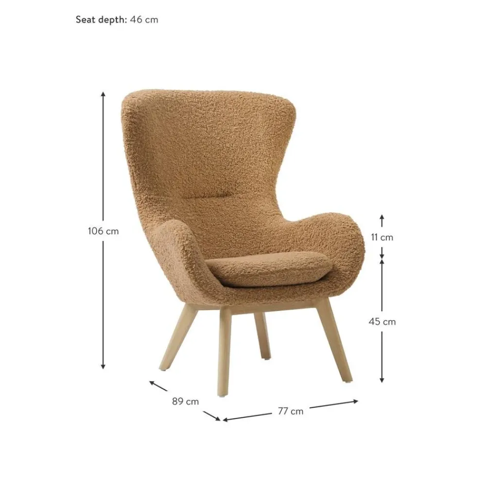 Poltrona In Teddy Con Gambe In Legno Wing*Westwing Collection Best